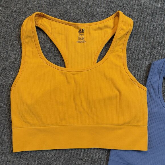 H&M Sport Women's Size Medium Sports Bras with Pads Blue Orange - Lot of 2 - Picture 2 of 8